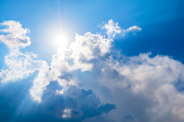 shining sun at clear blue sky