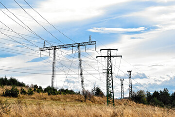 High voltage power line poles