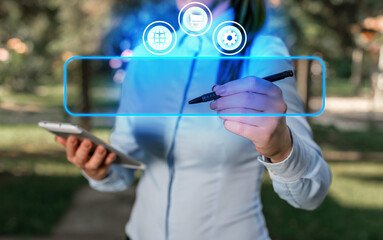Poster - information digital technology network connection infographic elements icon