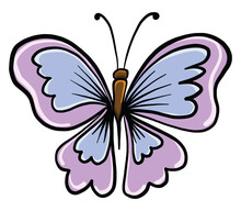 Purple Butterfly, Illustration, Vector On White Background