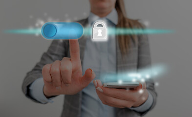 Poster - graphics padlock for web data information security application system