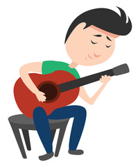 Canvas Print - Man playing guitar, illustration, vector on white background