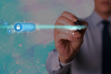 Poster - graphics padlock for web data information security application system