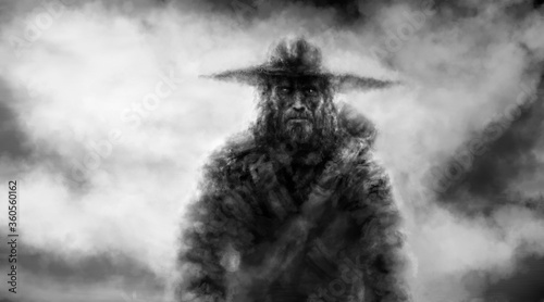 Fotomural Strange traveler in a big hat.