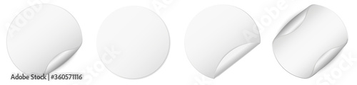 Fotografía set of white round sticker banner on white background