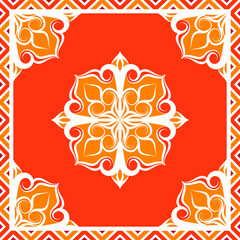 Poster - Colorful abstract graphic background. Tribal ethnic ornament. Scarf design. Frame.vector colored background.