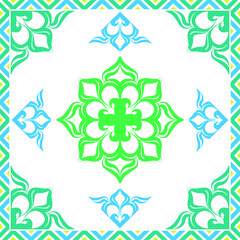 Poster - Colorful abstract graphic background. Tribal ethnic ornament. Scarf design. Frame.