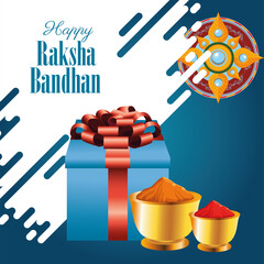 Poster - happy raksha bandhan celebration with colors powders and gift