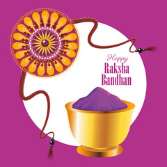 Canvas Print - happy raksha bandhan celebration with powder and wristband