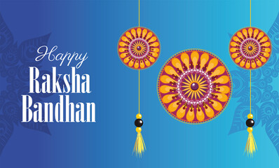 happy raksha bandhan celebration with floral decorations hanging