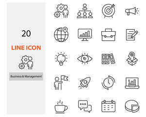 set of business icons, management, planning, company, organization, start up