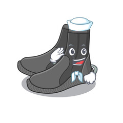 Poster - A brave sailor caricature design style of dive booties ready to sail