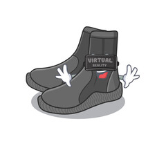 Sticker - Dive booties cartoon image play a game with Virtual Reality headset