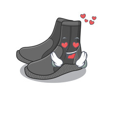 Canvas Print - A passionate dive booties cartoon mascot concept has a falling in love eyes