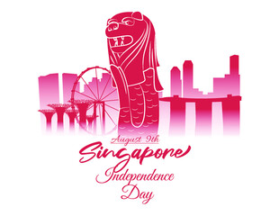 Wall Mural - vector illustration for Singapore independence day