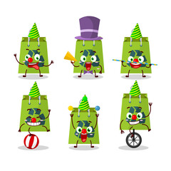 Sticker - Cartoon character of recycle bag with various circus shows