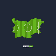 bulgary. map of the country with a football field. vector football illustration.