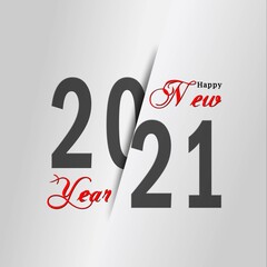 Poster - Year change 2021 with lettering Happy New Year - 3D illustration