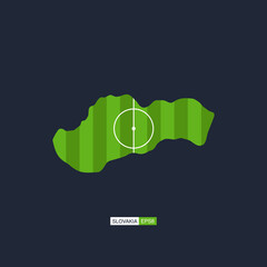 slovakia. map of the country with a football field. vector football illustration.