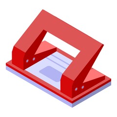 Poster - Red hole puncher icon. Isometric of red hole puncher vector icon for web design isolated on white background