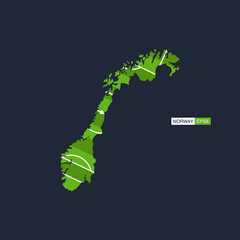 norway. map of the country with a football field. vector football illustration.