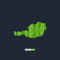 austria. map of the country with a football field. vector football illustration.