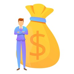 Poster - Purchasing manager money bag icon. Cartoon of purchasing manager money bag vector icon for web design isolated on white background