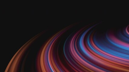 Fototapete - Color lines move and change color, and the camera moves to the side. Curved multi-colored lines change color