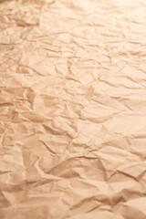 Wall Mural - Crumpled brown creased paper. Old wrapping dusty paper. Delivery concept. Selective focus. Vertical view