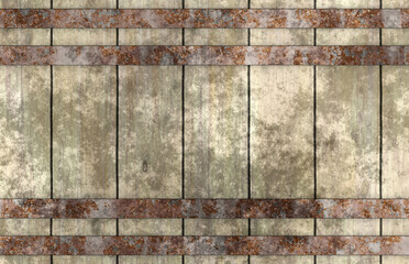 Wall Mural - wood plank fence with metal straps