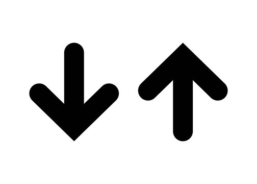 Download, upload vector icon isolated on white background. Down and up arrow icons.