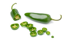 Fresh Green Jalapeno Peppers And Slices