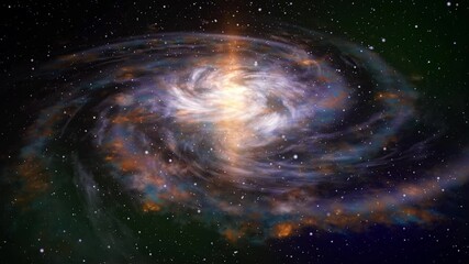 Spiral galaxy in deep space. 3D animation