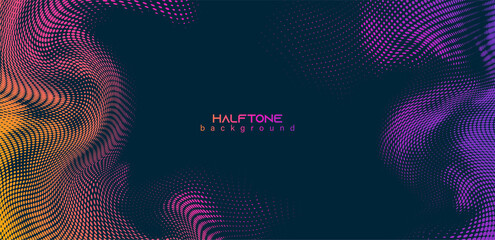Poster - Abstract vector background. Halftone gradient gradation. Vibrant flowing texture. Smoke effect. Retro design.