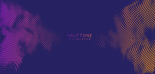 Poster - Abstract vector background. Halftone gradient gradation. Vibrant flowing texture. Smoke effect. Retro design.