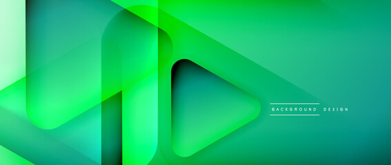 Wall Mural - Triangle shapes geometric abstract background. 3D shadow effects and fluid gradients. Modern overlapping forms wallpaper for your text message