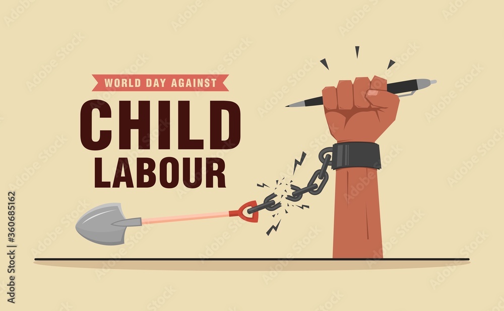 World day against child labour background with children as a worker ...