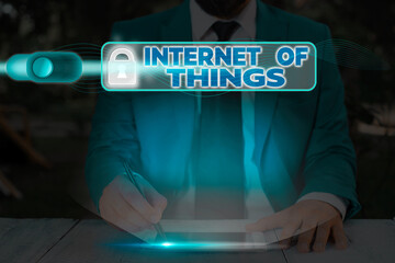 Poster - word writing text internet of things. business photo showcasing network connections innovative manuf