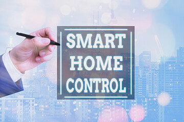 Poster - conceptual hand writing showing smart home control. concept meaning internet of things technology of