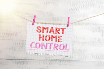 Poster - writing note showing smart home control. business concept for internet of things technology of autom