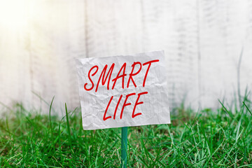 Poster - conceptual hand writing showing smart life. concept meaning technology that works to make living enj
