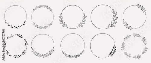Fotomural Set of black laurels frames branches