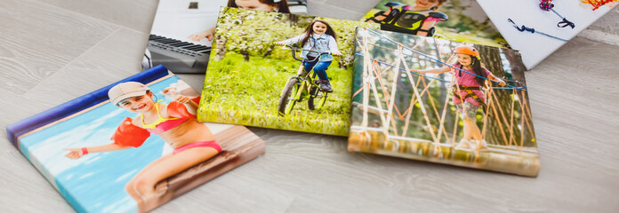 portraits of a little girl on a canvas photo