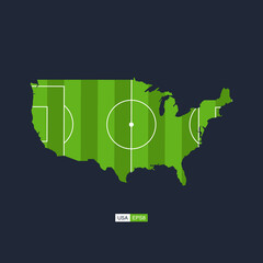 united states. map of the country with a football field. vector football illustration.