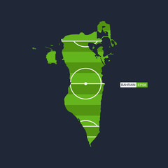 bahrain. map of the country with a football field. vector football illustration.