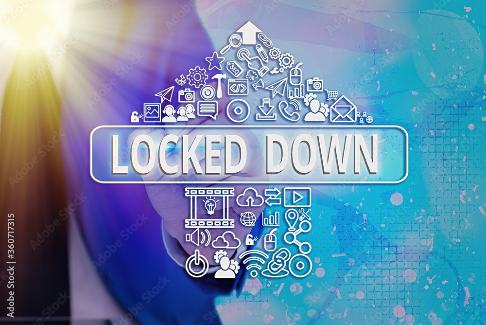 Network Lock Down Handwriting text writing Locked Down. Conceptual photo emergency ...