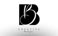 Letters BB B Logo With A Minimalist Design. Abstract Overlapping Letter B With Geometric And Handwritten Typography.