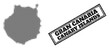 Halftone map of Gran Canaria, and scratched seal stamp. Halftone map of Gran Canaria generated with small black circle points. Vector seal with scratched style, double framed rectangle,