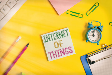 Poster - conceptual hand writing showing internet of things. concept meaning network connections innovative m