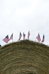 Sticker - American Flags on a Hay Bale